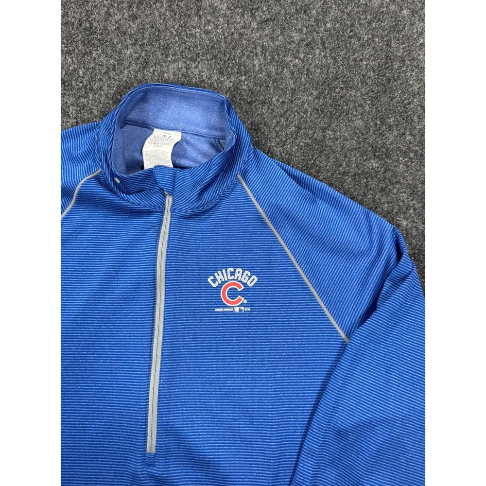 Under Armour Chicago Cubs Womens XL 1/4 Zip Pullover Blue MLB Fitted